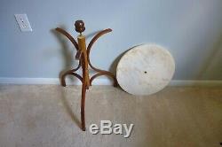Vintage Bentwood Tripod Table with Marble Top Thonet Style Round Side Table