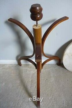 Vintage Bentwood Tripod Table with Marble Top Thonet Style Round Side Table