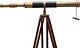 Vintage Brasstelescope With Wood Tripod Stand Single Barrel Nautical Finderscope