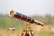 Vintage Brass 32 Telescope With Wooden Tripod Stand Nautical Decor Gift Item