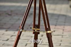 Vintage Brass 32 Telescope With Wooden Tripod Stand Nautical Decor Gift Item
