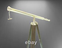 Vintage Brass 39 Inch Telescope With Wooden Tripod Stand Antique Traveler Gift