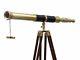Vintage Brass 39 Telescope On Wooden Tripod Maritime Nautical 50 Stand