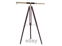 Vintage Brass 39 Telescope On Wooden Tripod Maritime Nautical 50 Stand