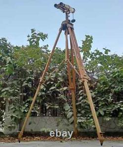 Vintage Brass Binoculars on Elegant Nautical Floor Tripod Stand Antique Maritime
