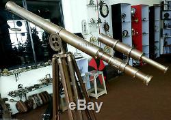 Vintage Brass Double Barrel Antique Astro Telescope With Tripod Stand Gift Item