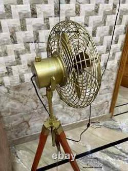 Vintage Brass Electric Floor Fan(Wooden Tripod Stand) fully Handmade Floor Fan