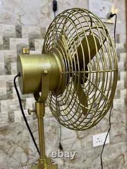 Vintage Brass Electric Floor Fan(Wooden Tripod Stand) fully Handmade Floor Fan