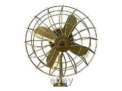 Vintage Brass Floor Fan on Wooden Tripod Stand Modern Twist Pedestal Fan