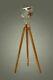 Vintage Brass Floor Spot Light With Wooden Tripod Stand Home Decor Lamp Gift