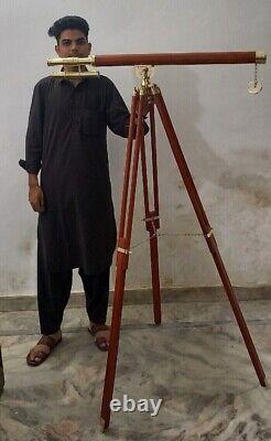 Vintage Brass Floor Standing Telescope With Wooden Tripod Stand Telescope Item