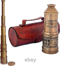 Vintage Brass Floor Standing Telescope With Wooden Tripod Stand Telescope Item