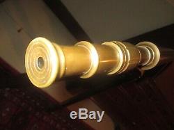 Vintage Brass Library Telescope on Wood Tripod