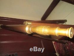 Vintage Brass Library Telescope on Wood Tripod