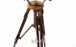 Vintage Brass Nautical Searchlight Floor Lamp Spotlight Wooden Tripod Light