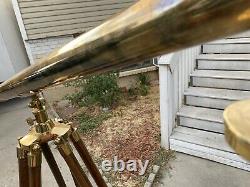 Vintage Brass Telescope On Wooden Tripod Maritime Nautical 62 Tall