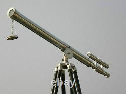 Vintage Brass Telescope On Wooden Tripod Maritime Nautical Replica MNM 159