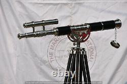 Vintage Brass Telescope On Wooden Tripod Maritime Nautical Replica MNM 199