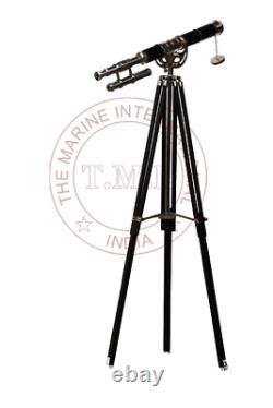 Vintage Brass Telescope On Wooden Tripod Maritime Nautical Replica MNM 199