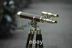 Vintage Brass Telescope On Wooden Tripod Maritime Nautical Replica MNM 78