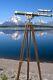 Vintage Brass Telescope With Adjustable Wooden Tripod Nautical Floor Standing 39'