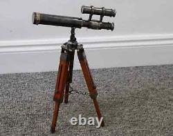 Vintage Brass Telescope With Tripod Stand Antique Finish 10 inch Nautical gift