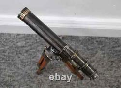 Vintage Brass Telescope With Tripod Stand Antique Finish 10 inch Nautical gift
