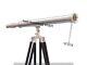 Vintage Brass Telescope With Wooden Tripod Stand Nautical Floor Standing Mnm 19