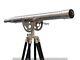 Vintage Brass Telescope With Wooden Tripod Stand Nautical Floor Standing Mnm 23