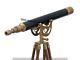 Vintage Brass Telescope With Wooden Tripod Stand Nautical Floor Standing Mnm 38