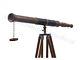 Vintage Brass Telescope With Wooden Tripod Stand Nautical Floor Standing Mnm 77