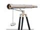 Vintage Brass Telescope With Wooden Tripod Stand Nautical Floor Standing Mnm 798