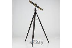 Vintage Brass Telescope on Wooden Tripod, 20th Century