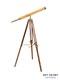 Vintage Brass And Bamboo Telescope On Adjustable Tripod Base
