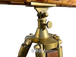 Vintage Brass and Bamboo Telescope on Adjustable Tripod Base