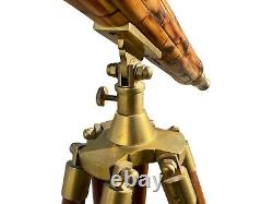Vintage Brass and Bamboo Telescope on Adjustable Tripod Base