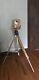 Vintage Burke & James Wooden Camera Tripod Turned Into Lamp With Edison Bulb