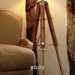 Vintage Classic Teak Wood Tripod Floor Lamp Nautical Floor Home Decor Lamp lamp