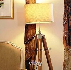 Vintage Classic Teak Wooden Tripod Floor Lamp Nautical Floor Home Decor lamp