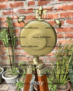Vintage Clock With Adjustable Wooden Tripod Stand, Metal Alarm Clock Style Decor