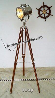 Vintage Collectible Hollywood Industrial Designer Spotlight Wooden Tripod Gift