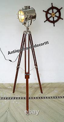 Vintage Collectible Hollywood Industrial Designer Spotlight Wooden Tripod Gift