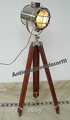 Vintage Collectible Hollywood Industrial Designer Spotlight Wooden Tripod Gift
