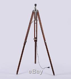 Vintage Collectible Spot Light Hollywood Floor Lamp Sheesham Wood Tripod Stand
