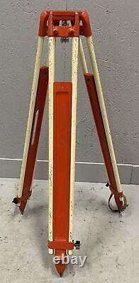 Vintage David White Aluminum Wooden Surveying Tripod Orange Theolodite 9010-3