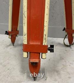 Vintage David White Aluminum Wooden Surveying Tripod Orange Theolodite 9010-3