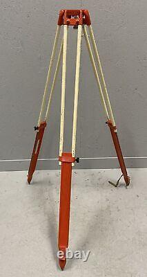 Vintage David White Aluminum Wooden Surveying Tripod Orange Theolodite 9010-3