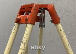 Vintage David White Aluminum Wooden Surveying Tripod Orange Theolodite 9010-3