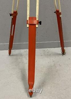 Vintage David White Aluminum Wooden Surveying Tripod Orange Theolodite 9010-3