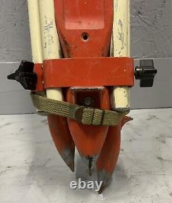 Vintage David White Aluminum Wooden Surveying Tripod Orange Theolodite 9010-3